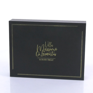 黑色皮革礼品盒MDF雪茄包装盒，带有金色邮票压花 