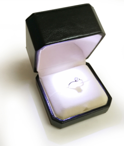 黑色皮革环盒珠宝展示盒与LED灯